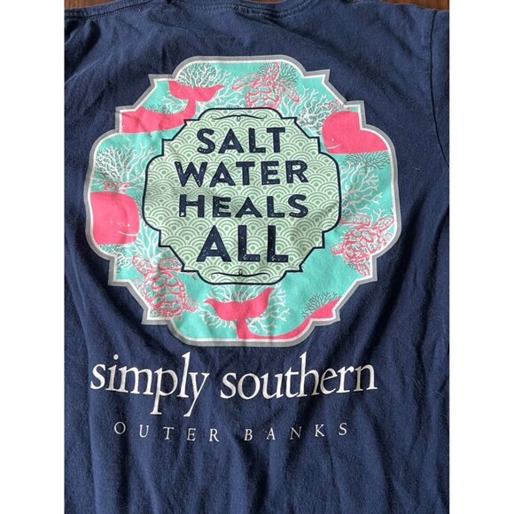 Simply Southern Tops - Simply Southern Blue Salt Water Heals All Long Sleeve T-Shirt Small
